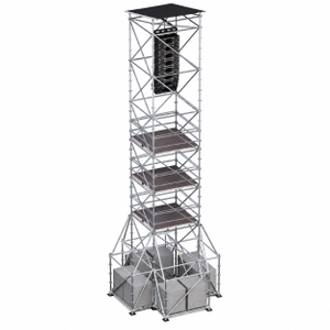 Tour suspendue Ringlock Line Array de 14 m de haut avec 4 plates-formes de travail, ballast et toit étanche