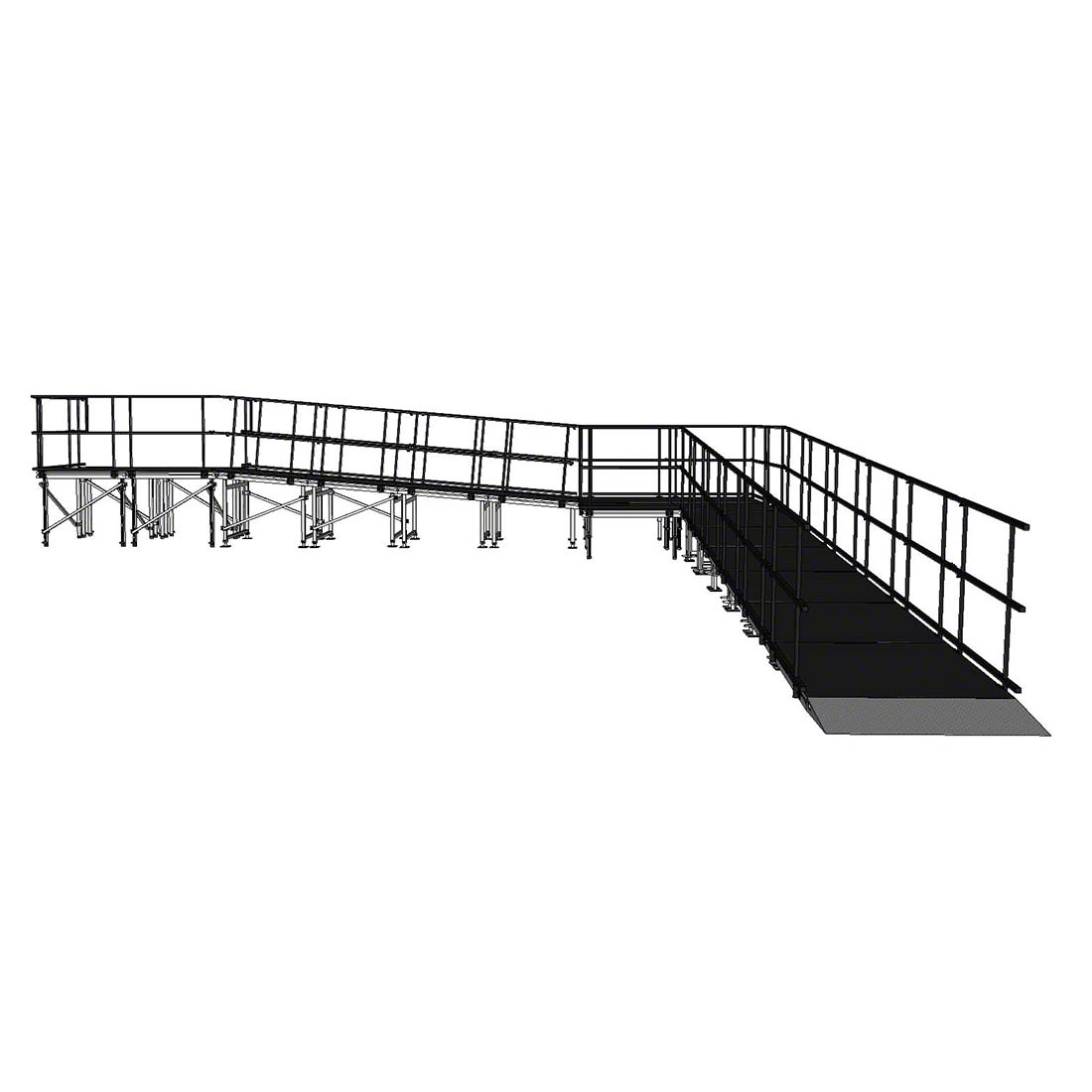 Rampe de sc&egrave;ne modulaire en aluminium &agrave; 90 degr&eacute;s de 9,82 x 10,71 m avec atterrissage.jpg