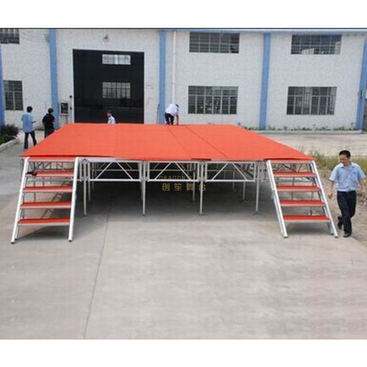 Global Truss Stage Deck 5x6m hauteur : 0,6-1m pont en contreplaqué rouge avec 2 escaliers