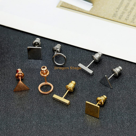 wholesale bijoux minimalistes personnalisés en acier inoxydable petite barre géométrique simple18k plaqué or cercle argent mini boucle d'oreille
