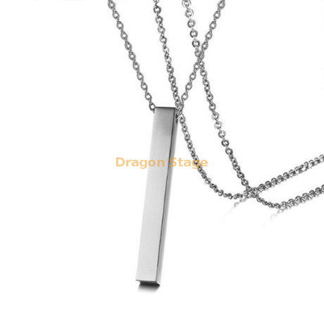 collier de barre verticale en acier inoxydable pendentif nom personnalisé gravé sur mesure