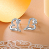 Bijoux fille personnalisé cz pierre de naissance gravé nom boucles d'oreilles en acier inoxydable personnalisé perle forme de coeur boucles d'oreilles pendantes