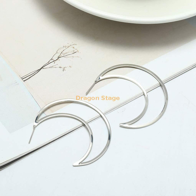 2020 mode femmes bijoux plaqué or personnalisé en acier inoxydable géométrique balancent lune boucles d'oreilles