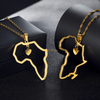 Femmes hommes bijoux personnalisé croix coeur en acier inoxydable reine africaine American18k plaqué or afrique carte pendentif collier