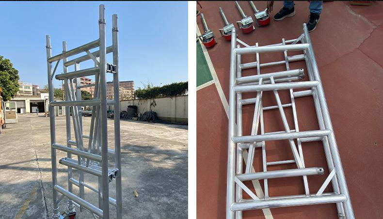 Échafaudage en aluminium mobile roulant pliable de 2,8 m pour l'entretien des immeubles de bureaux
