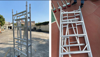 Échafaudage en aluminium mobile roulant pliable de 2,8 m pour l'entretien des immeubles de bureaux