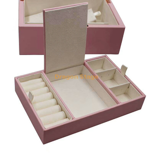 Boîte-cadeau en cuir de bijoux en velours de cuir pu en bois personnalisé avec tiroir