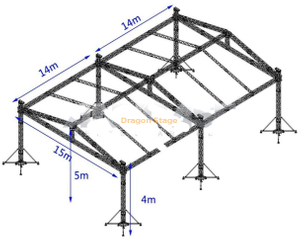 botte carrée portative en aluminium faite sur commande d'éclairage de broche de 290mm avec la structure 28x15x4m de toit de triangle 