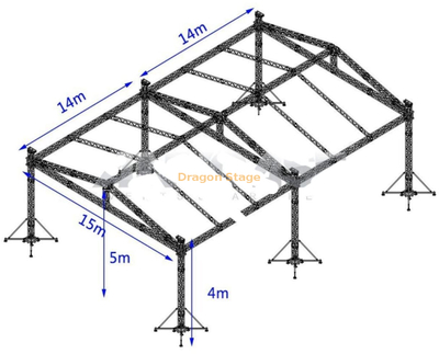 botte d'éclairage carrée portative en aluminium faite sur commande de robinet de 290mm avec la structure 28x15x4m de toit de triangle 