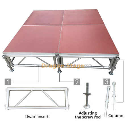 Podium de scène de concert extérieur en aluminium à vendre 4,88x2,44 m avec 2 escaliers