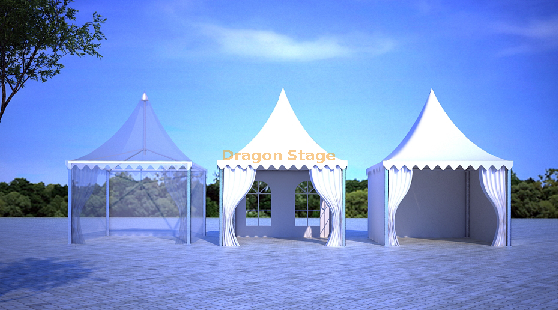Tente pagode avec cadre en aluminium transparent pour le sport 5x5m (2)