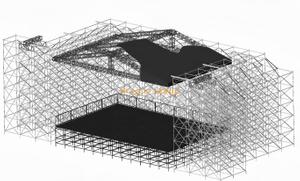 Système de scène de concert Ringlock de 14 x 10 m avec toit en aluminium, ailes LED de 6 m et supports de line array