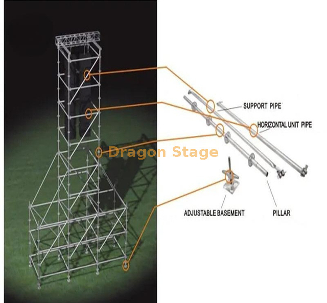 Tour de truss à échafaudage en acier 16M pour le système de réseaux de concert Système extérieur