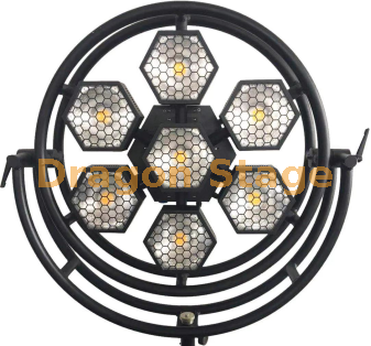 7 lumières de fond circulaires hexagonales en pixels COB