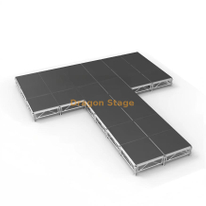 Kit de scène portable en forme de T 8,54 x 7,32 m | Plate-forme modulaire en aluminium à hauteur réglable de 0,4 à 0,8 m
