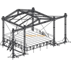 Système de ferme à broche en aluminium pour concerts et événements légers, 12x8x5m, avec ailes de ferme sonores de 2m