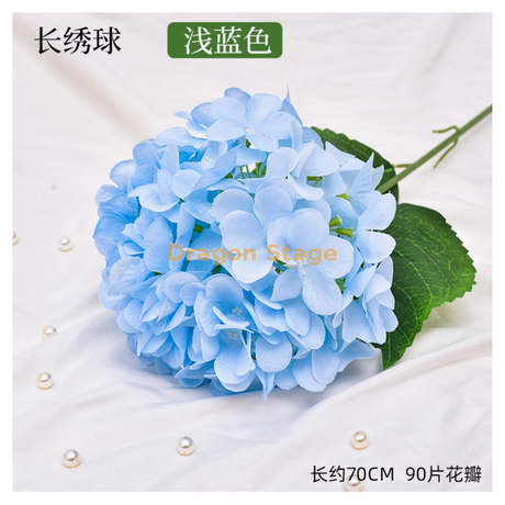 Bouquet de boule brodé simulé cérémonie de mariage décoration décoration fleur de fleur de soie multi-tête de fleur de fleur simple fleur simple branche claire bleu brodé de balle de balle