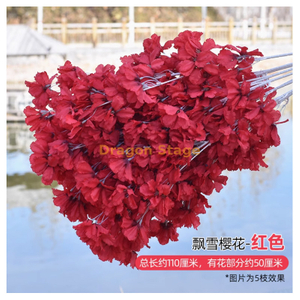 Branches de fleur de cerisier simulées Mariage Cherry Blossom Arbre Plum Blossom Peach Blossom Branches Plastique Fleurs intérieure salon Plafond Orange Red Drifting Snow Cherry Blossom Red 1 Branche