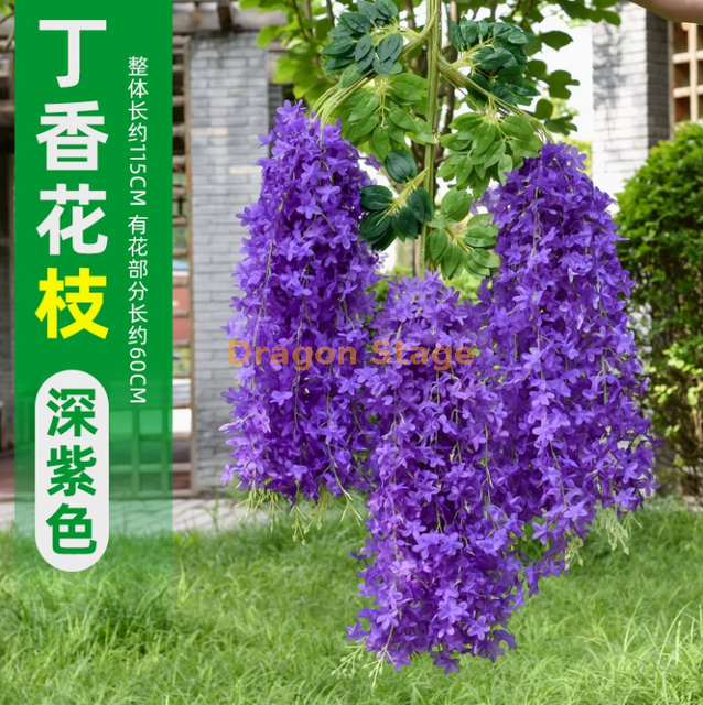 Wisteria tofu Pudding String Violets False Falle Plafond Roard Intérieur Décoration Purple NOUVELLE Wisteria Lilac Fleurs - Purple foncé 6
