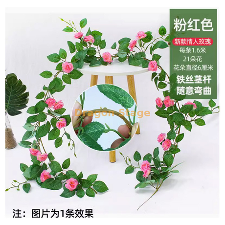Mur de vigne rose simulée suspendue fausse fleur vigne conjugal pipe de climatisation tuyau de salon intérieur décoration plafond vigne rose châtaignier - amant rose 1