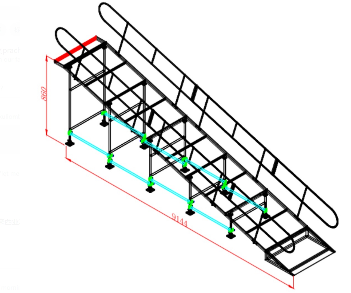 rampe en aluminium avec dessin de main courante