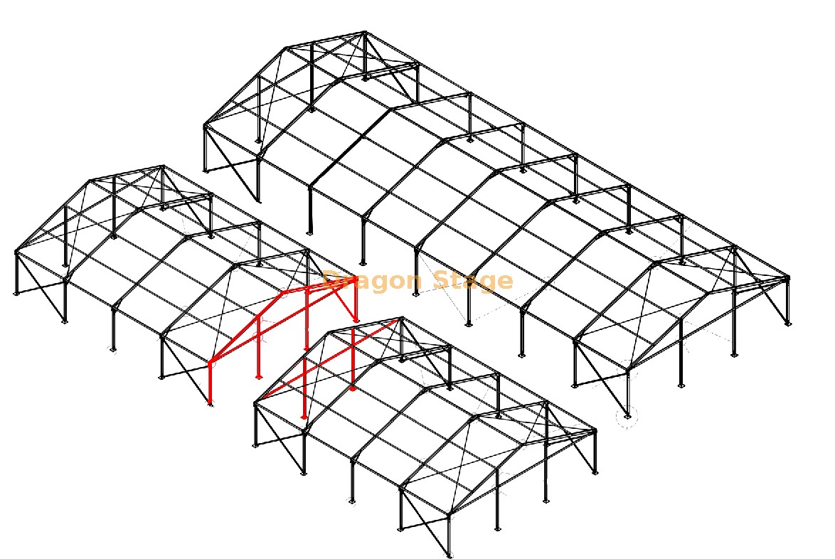 15m Span Outdoor White Party Mariage Église Marquee Marquee Réception Tent 20m de long (1)
