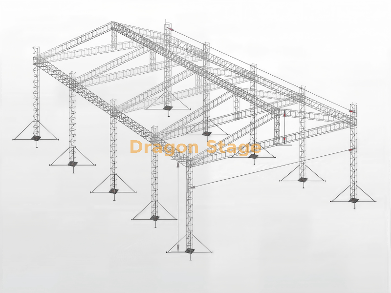 Système de fermes de toit en aluminium à grande portée de 80x25x14m pour les méga-événements et les structures temporaires