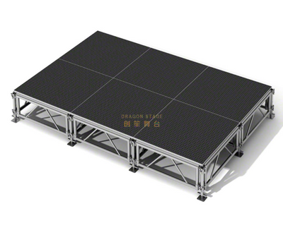 Petite scène carrée légère en aluminium de 9 m&sup2;, hauteur de scène : 0,4 à 0,8 m avec 2 escaliers