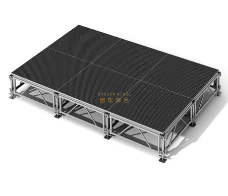 Petite scène carrée légère en aluminium de 9 m&sup2;, hauteur de scène : 0,4 à 0,8 m avec 2 escaliers