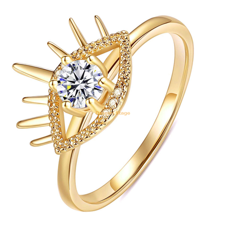 Bague Bijoux Cz Personnalisé Mauvais Œil Bague En Cuivre Femmes