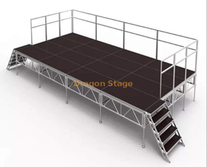  32x16ft extérieur en aluminium portable scène événement scène 4x8ft pont avec rails de scène 9.76x4.88m hauteur 0.8-1.2m de haut