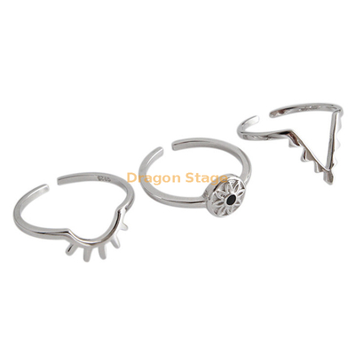 Vente en gros Accessoires Femmes Bijoux Ouvert 3 Set Forme Doigt Plaqué Or Personnalisé Turc Evil Eye 925 Bague De Mariage En Argent Sterling
