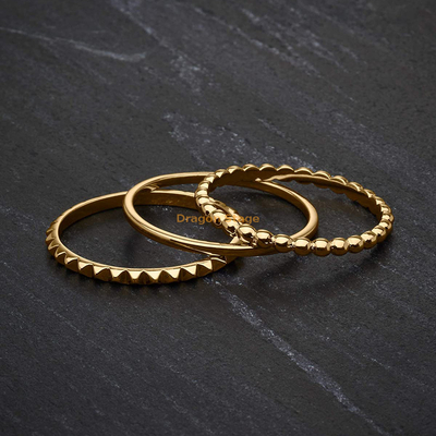 mode femme simple anneau bijoux 18k plaqué or anneaux empilables en acier inoxydable