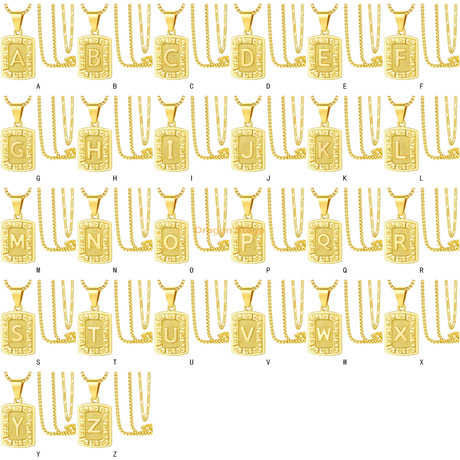 Cadeau de fête des pères collier bijoux personnalisé az tag signe du zodiaque en acier inoxydable plaqué or lettre initiale pendentif hommes collier