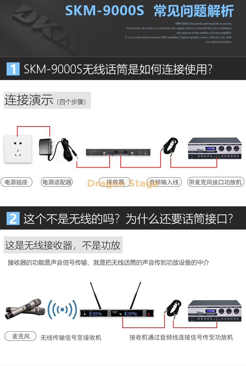 Détails de Scène de performance extérieure pour microphone sans fil professionnel Salle de conférence KTV avec deux microphones chant karaoké domestique (5)
