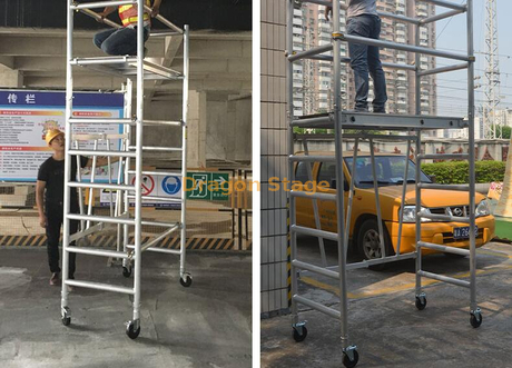 Échafaudage portable pliable en aluminium Hot-Sale avec roues