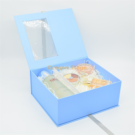 Boîte de fleur de savon bleue personnalisée boîte-cadeau de Noël boîte d'emballage de cosmétiques avec fenêtre en pvc transparent