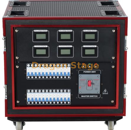 Armoire enfichable étanche à 24 voies, entrée de prise Rhino 400A, sortie de prise étanche 16A