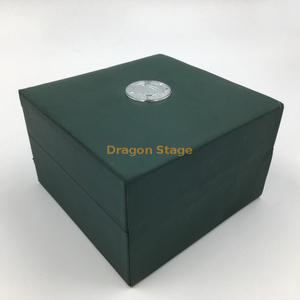 Boîte de montre simple en bois MDF en cuir PU rectangulaire vert en gros