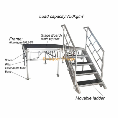 Étape en aluminium d'Assemblée/étape de concert mobile/plate-forme portative 17x4m d'étape