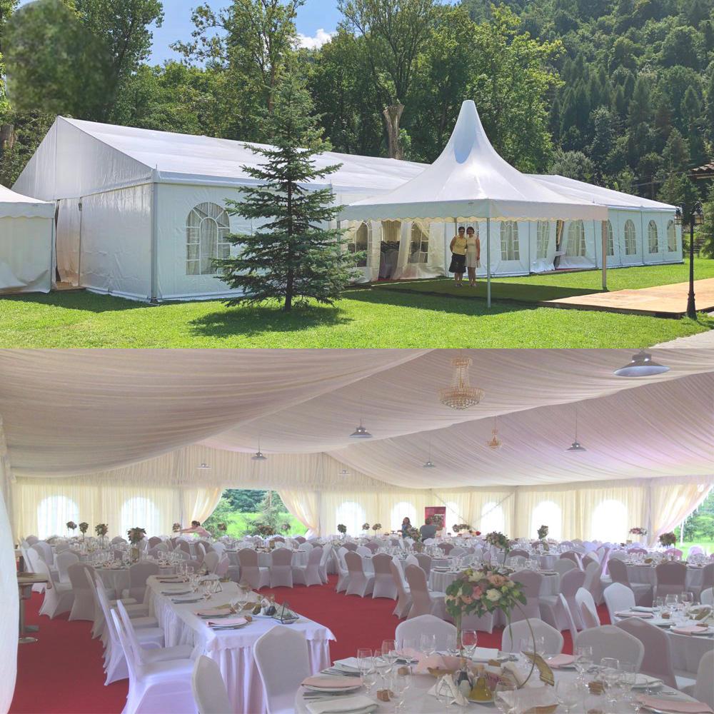 Tente de mariage avec auvent blanc