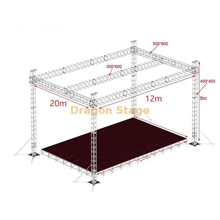 Scènes de concerts de fermes de toit à boulons 20x12x12m
