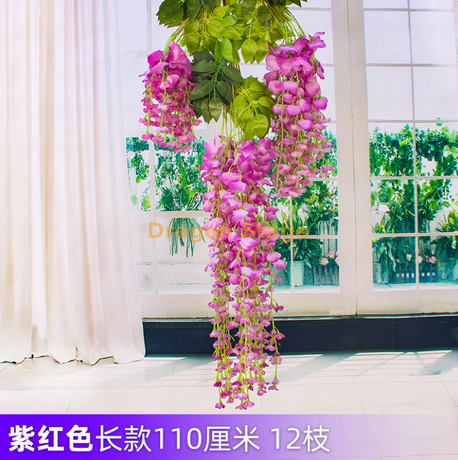 Wisteria tofu Pudding String Violets False Fleur Fleur de fleur de fleur Long Purple Red (12 bâtons)
