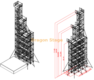 Plateforme d'échafaudage de 1,35 m de large 2 m de profondeur de 22 m de profondeur pour la plongée