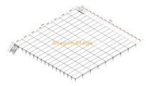 Grand système de scène en aluminium de 19,52 x 19,52 m avec panneaux de 1,22 x 2,44 m et double escalier