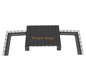 Système de scène professionnel portable en aluminium de 10,98 x 7,32 m avec rampes ADA et 2 escaliers et hauteur réglable de 0,8 à 1,2 m