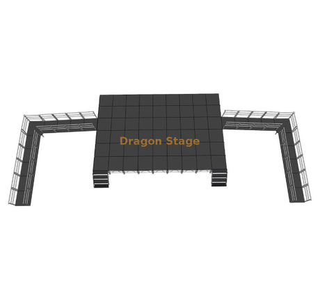 Système de scène professionnel portable en aluminium de 10,98 x 7,32 m avec rampes ADA et 2 escaliers et hauteur réglable de 0,8 à 1,2 m