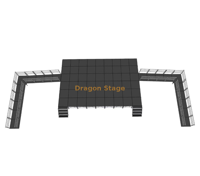 Système de scène professionnel portable en aluminium de 10,98 x 7,32 m avec rampes ADA et 2 escaliers et hauteur réglable de 0,8 à 1,2 m