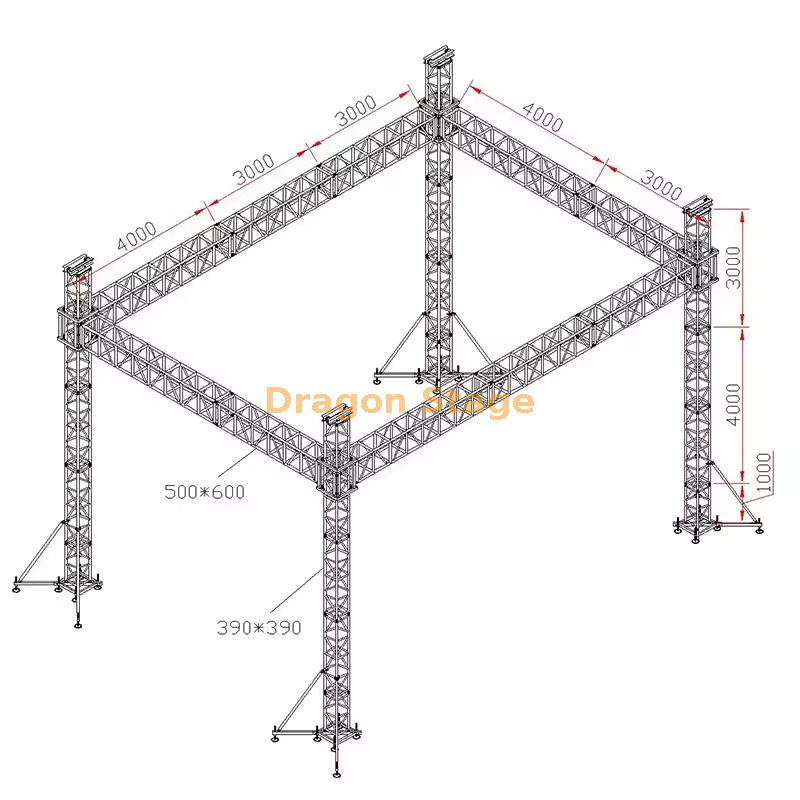 Équipement d'équipement d'équipement de scène lourds 10x7x8m