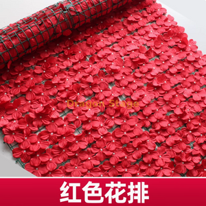 Mur de plante verte simulée, clôture en plastique, clôture, rangée de fleurs rouges extérieure (1 mètre * 3 mètres), avec 3 papillons attachés à la soie